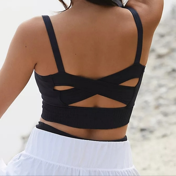 26. Free People Scoop Neck Good Karma Bra Washed Black - Picture 4 of 14